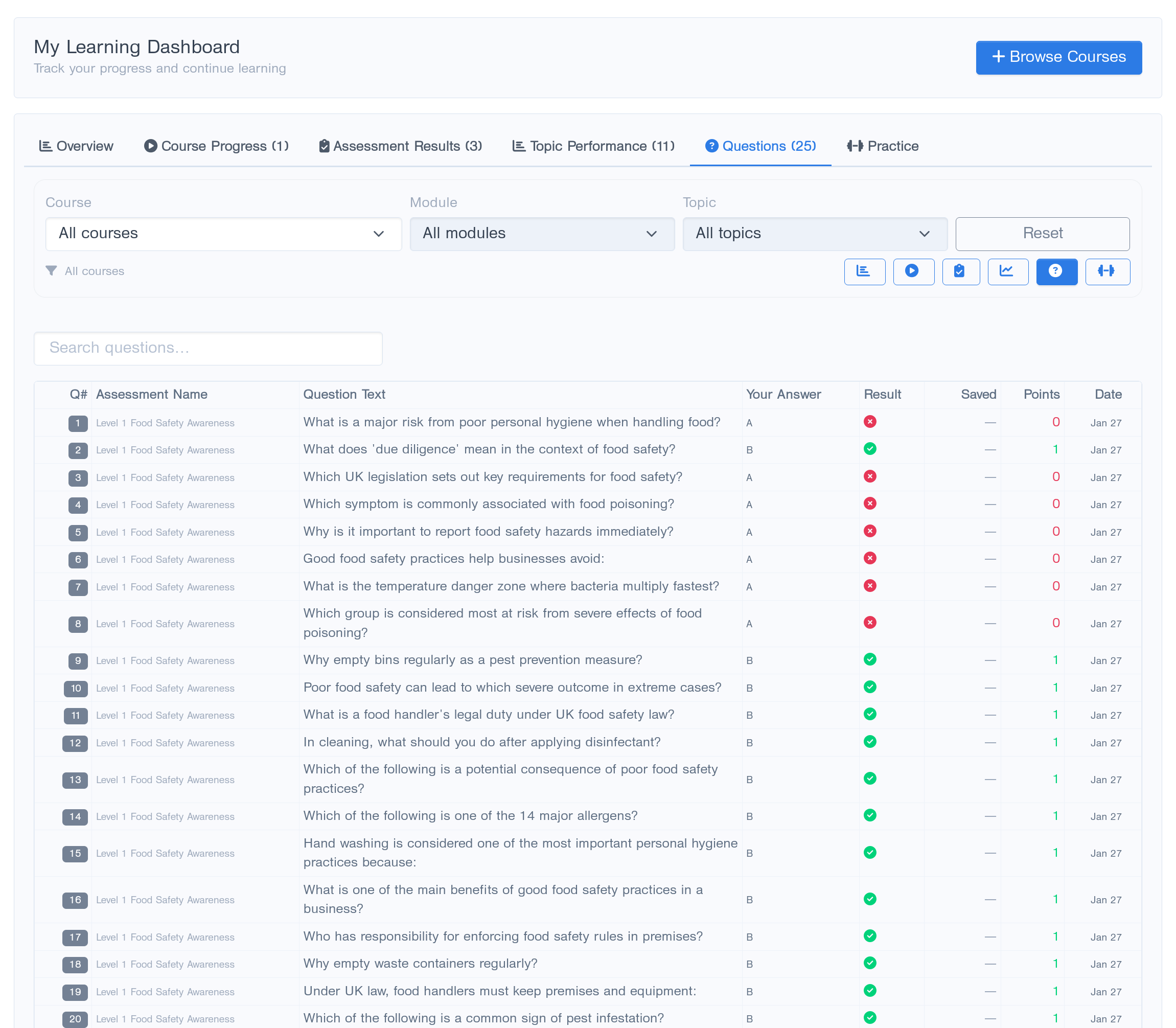 Assessments screenshot